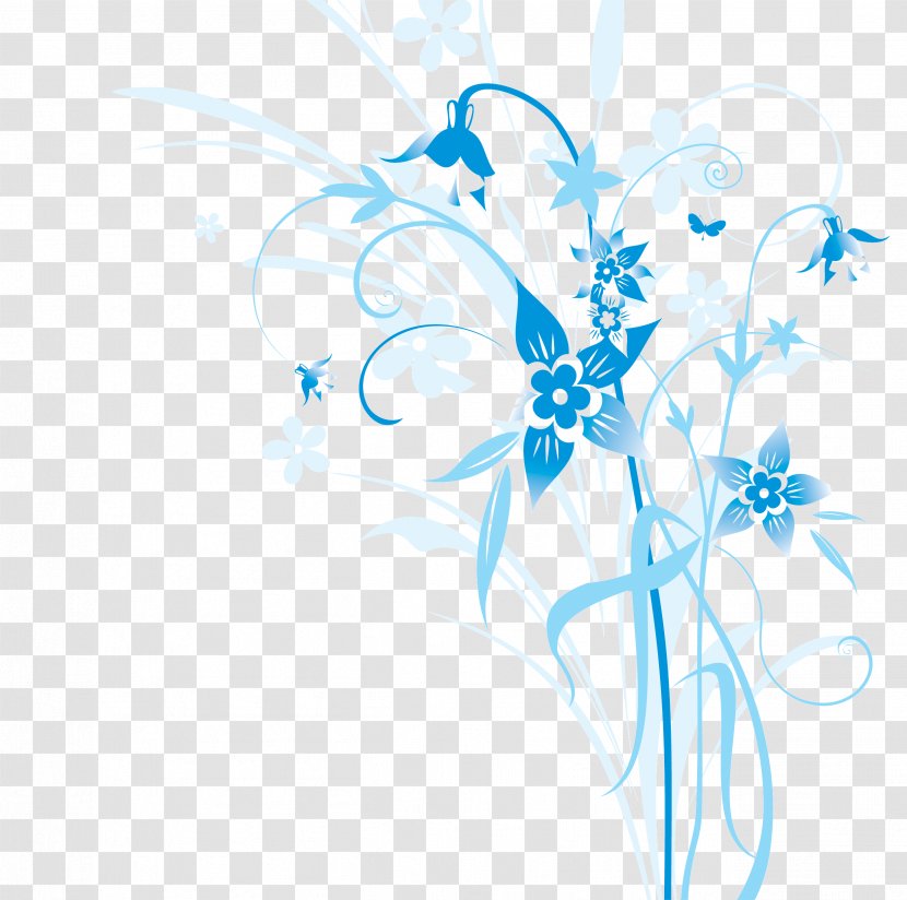 Blue Clip Art - Insect - Floral Banner Transparent PNG