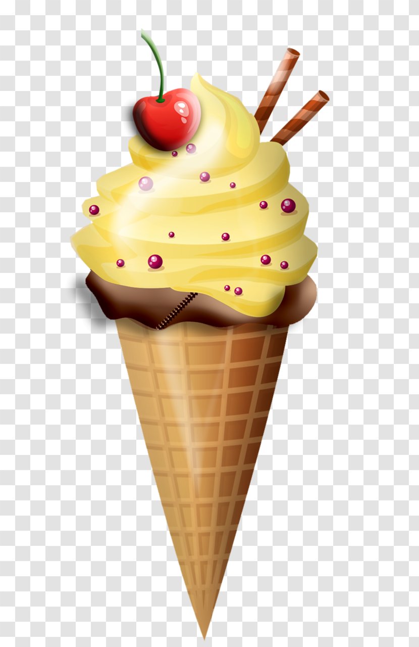 Ice Cream Cones Gelato Sundae Cupcake - Frozen Dessert Transparent PNG