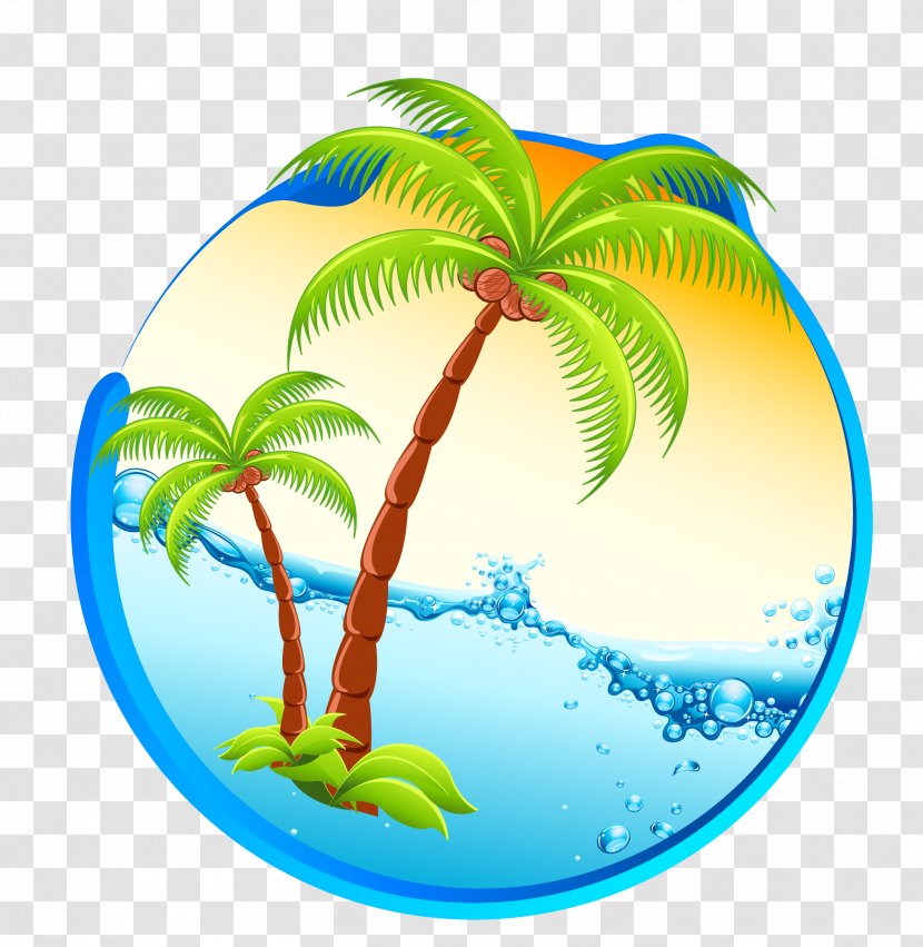 Cocktail Coconut Water Caribbean Cuisine Milk Arecaceae - Tree - Vector Sunshine Waves Beach Material Transparent PNG