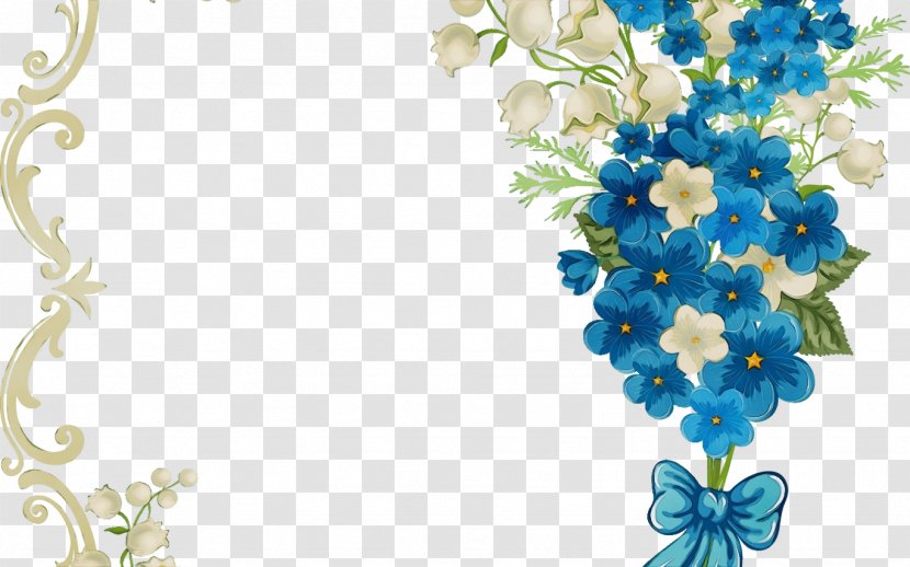 Bouquet Of Flowers Drawing - Blue - Delphinium Wildflower Transparent PNG