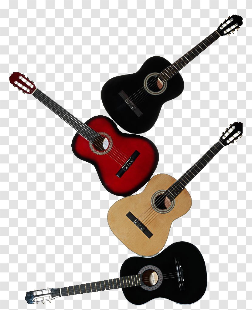 Acoustic Guitar Bass Photography Musical Instrument - Flower - Red And Black Transparent PNG