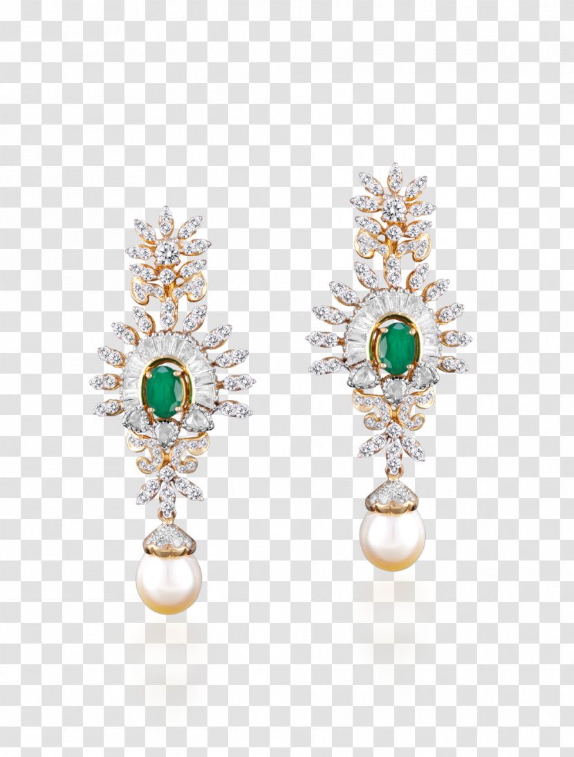 Earring Emerald Jewellery Necklace Diamond - Flower - Temple Hyderabad Transparent PNG