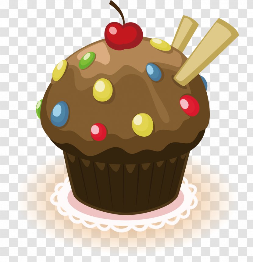 Cupcake Birthday Cake Muffin Chocolate Cream - Drawing - Lovely Transparent PNG