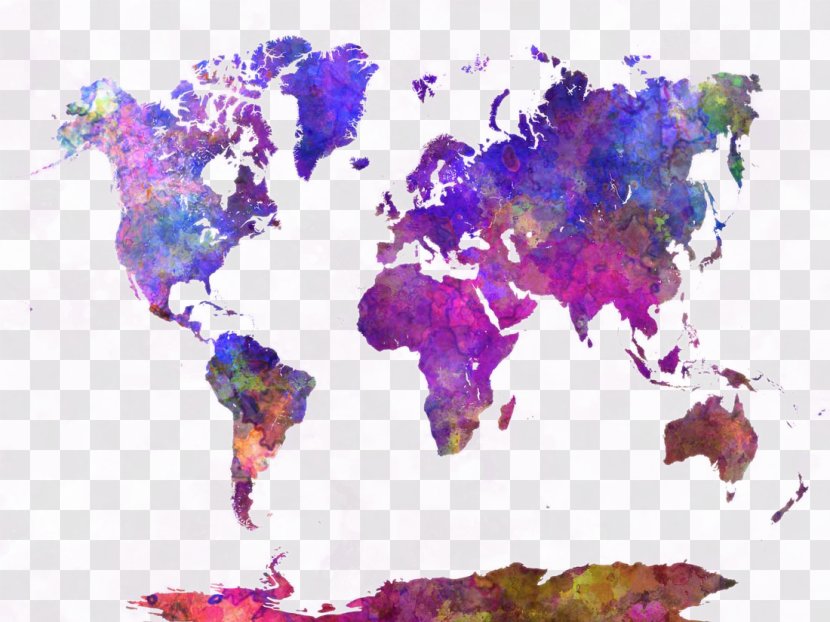 World Map Wall AllPosters.com - Early Maps - Beautiful Watercolor Design Transparent PNG