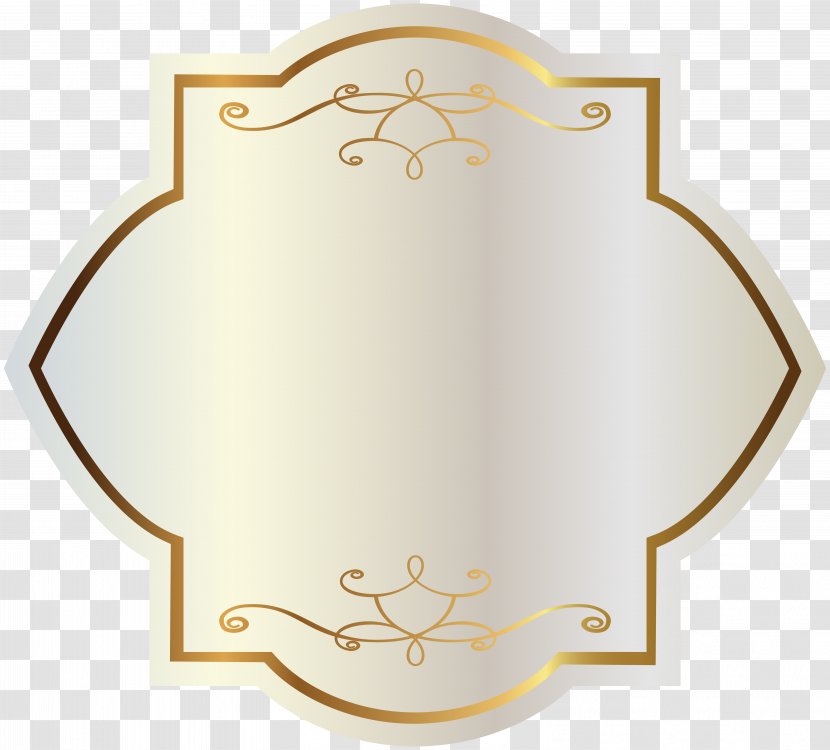 Label Sticker Clip Art - Rectangle - White With Gold Decorations Clipart Image Transparent PNG