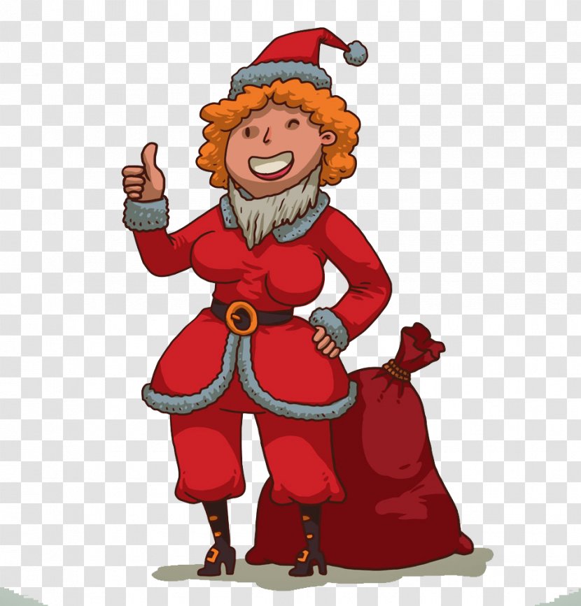 Santa Claus Reindeer Christmas Gift Illustration - Human Behavior - Cartoon Woman Transparent PNG