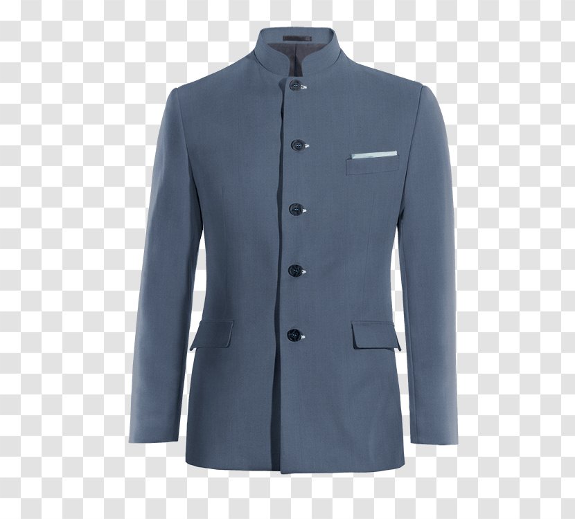 Mao Suit Jacket Mandarin Collar Blazer - Wool - Indian Style Transparent PNG