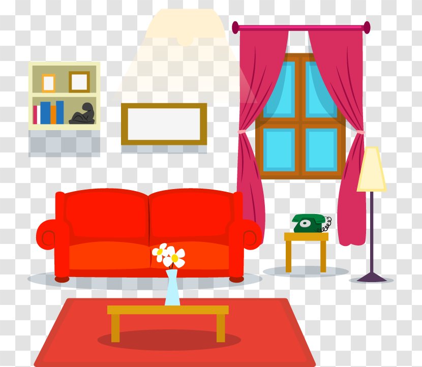 Table Living Room Couch Cartoon - Hand-painted Sofa Element Transparent PNG