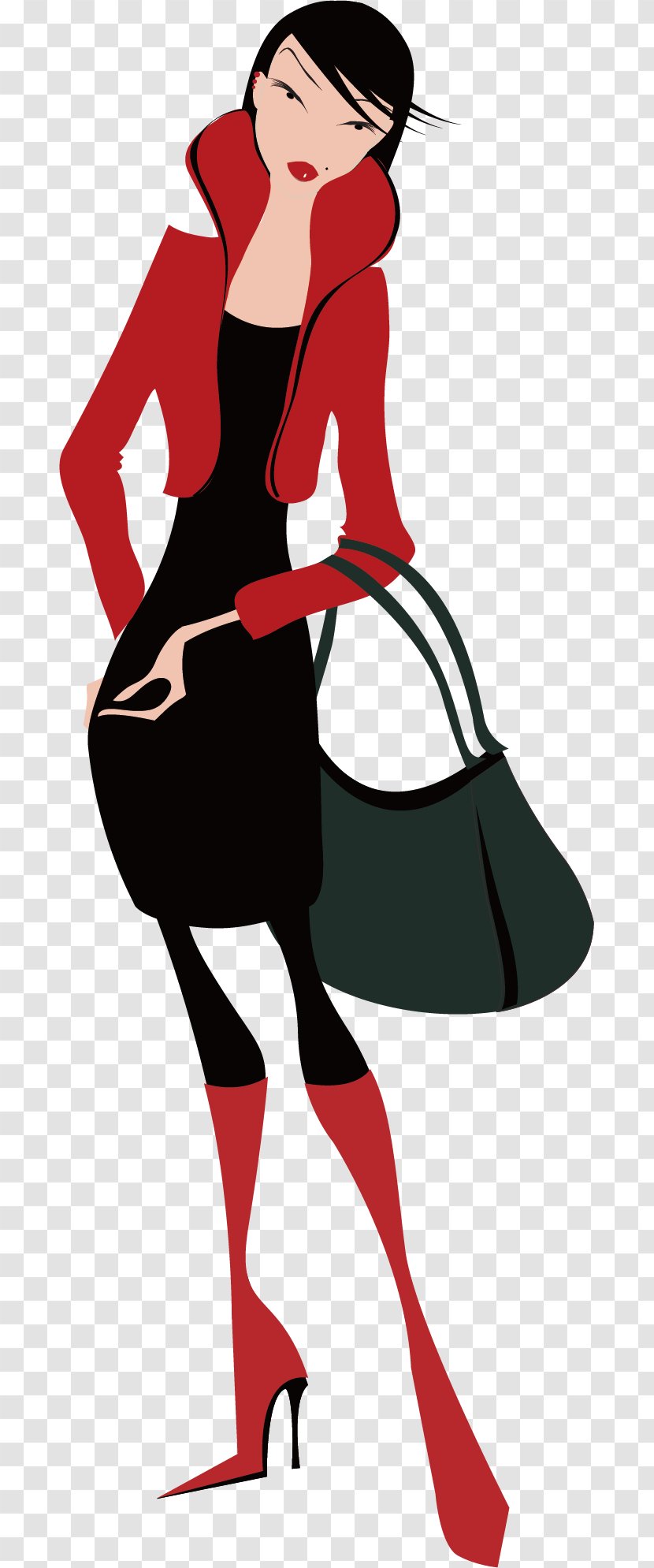 Fashion Model Cartoon Illustration - Tree - Take Pictures Of The Transparent PNG