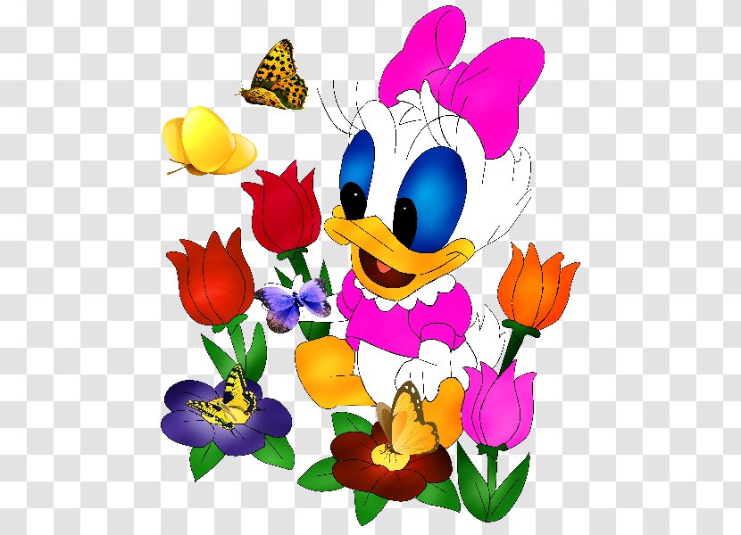 Daisy Duck Floral Design Clip Art - Flowering Plant - Disney Transparent PNG