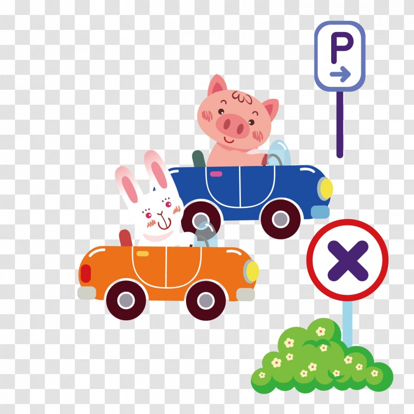 Car Computer File - System Resource - Driving A Rabbit And Piggy Transparent PNG