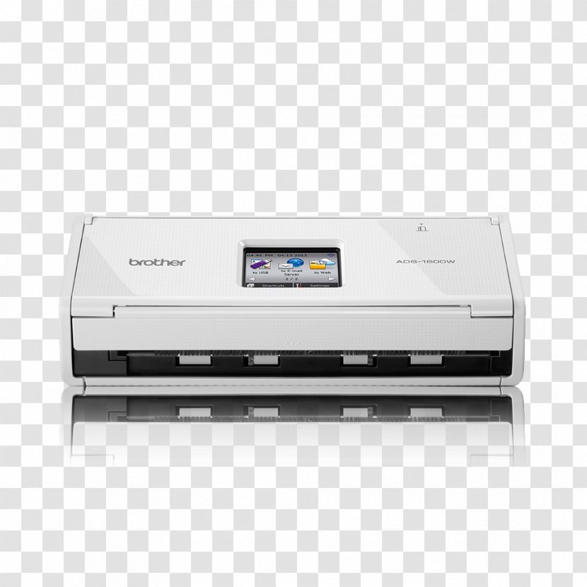 Inkjet Printing Image Scanner Brother ADS-1600W Document A4 Colour Wireless Sheetfed - Output Device - Scanning Transparent PNG