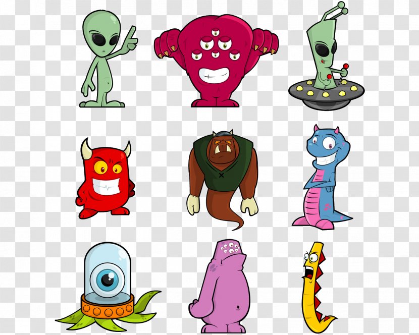 Cartoon Alien Unidentified Flying Object Character - UFO And Aliens Transparent PNG
