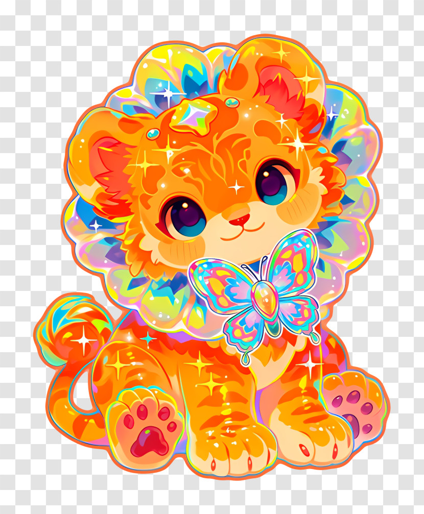 Sparkly Baby Lion With Butterfly Transparent PNG