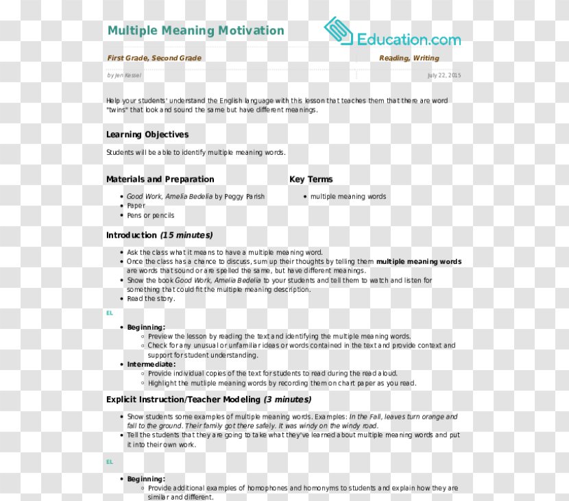 Résumé Lesson Plan First Grade Meaning Education - Second - 4th Persuasive Writing Ideas Transparent PNG