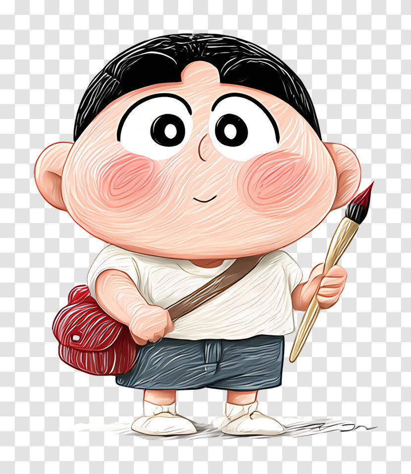 Crayon Shinchan - Cartoon Boy With Paintbrush Transparent PNG