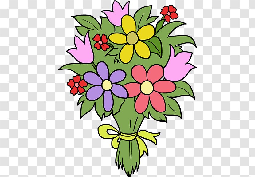 Bouquet Of Flowers Drawing - Herbaceous Plant Wildflower Transparent PNG