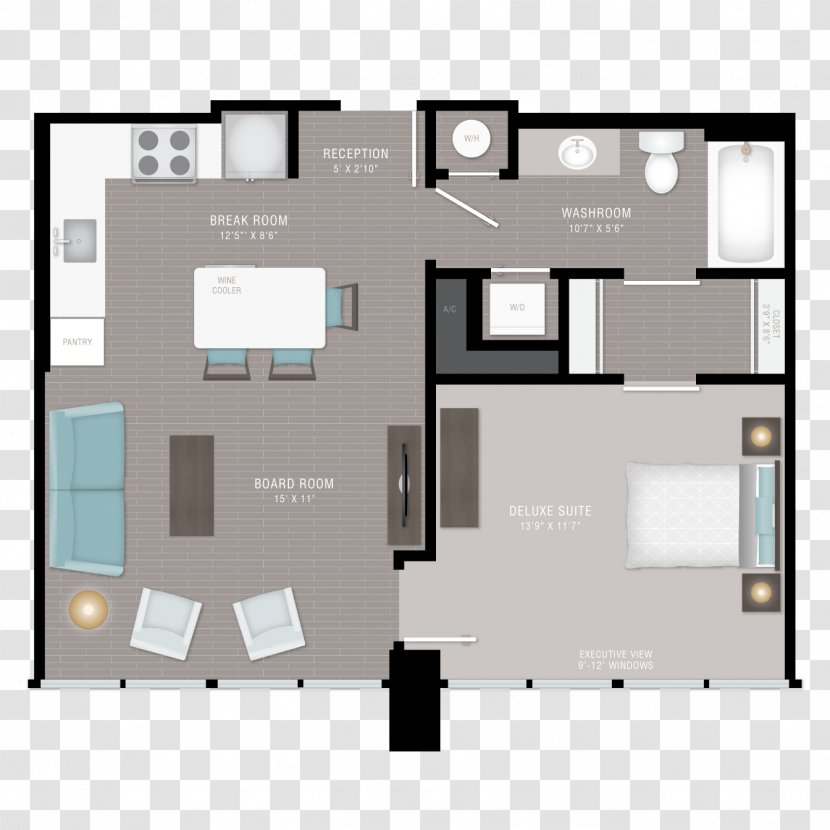 The Office Apartments Floor Plan Renting Lease - Real Estate - Three Rooms And Two Transparent PNG