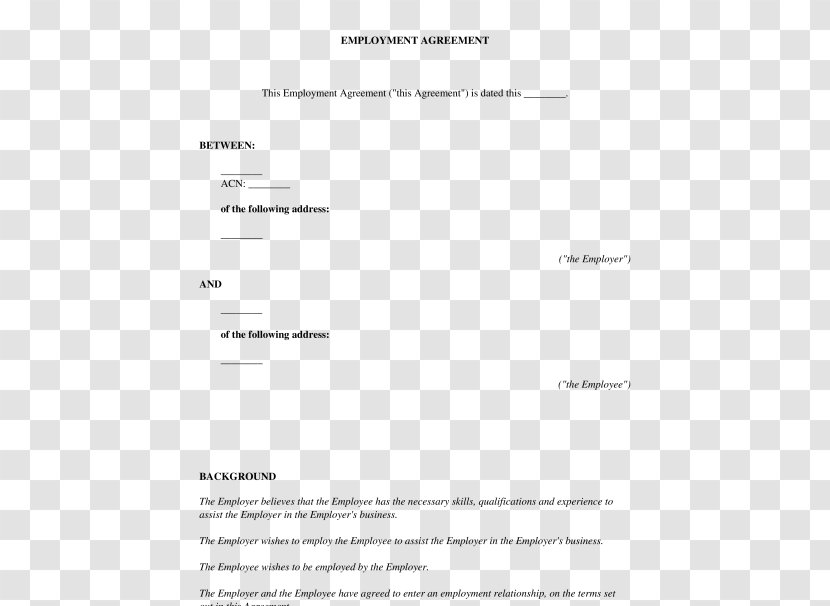 Template Employment Contract Microsoft Word - Brand - Fixedterm Transparent PNG