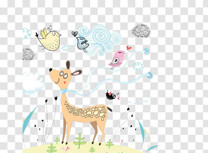 Postcard Cartoon Illustration - Giraffe Transparent PNG