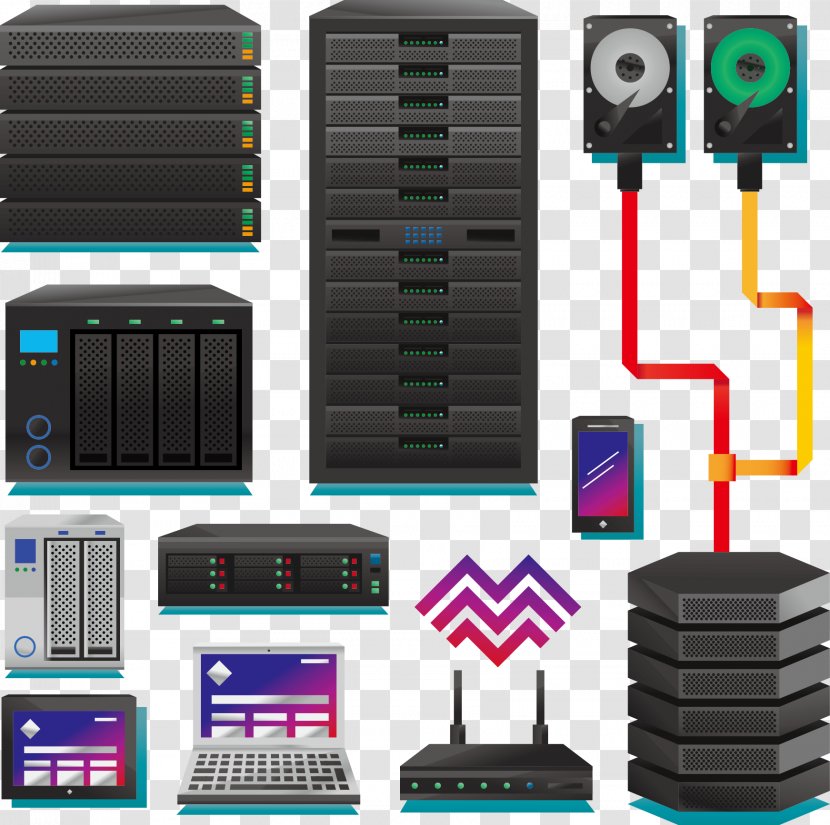 Computer Network Server Sequence Container Download - Personal Hardware - Vector Transparent PNG