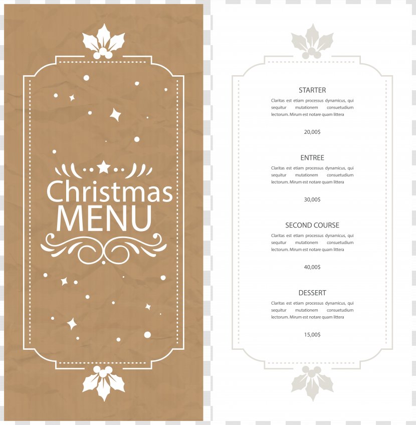 Menu Restaurant Christmas Food - Text - Vector Transparent PNG