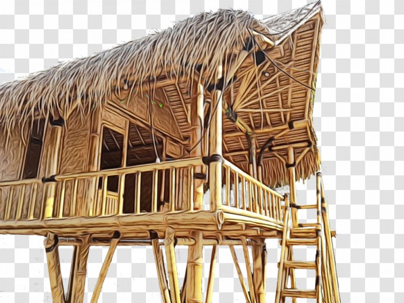 Wood Hut Thatching House Building - Roof - Log Cabin Construction Transparent PNG