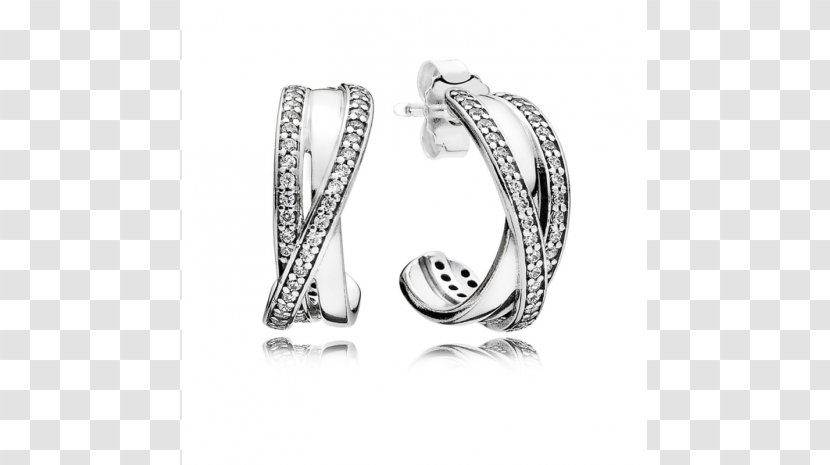 Earring Pandora Cubic Zirconia Jewellery Sterling Silver - Brilliant - Charms Transparent PNG