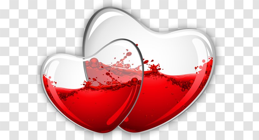 Red Wine Glass Hearts Clip Art Transparent PNG