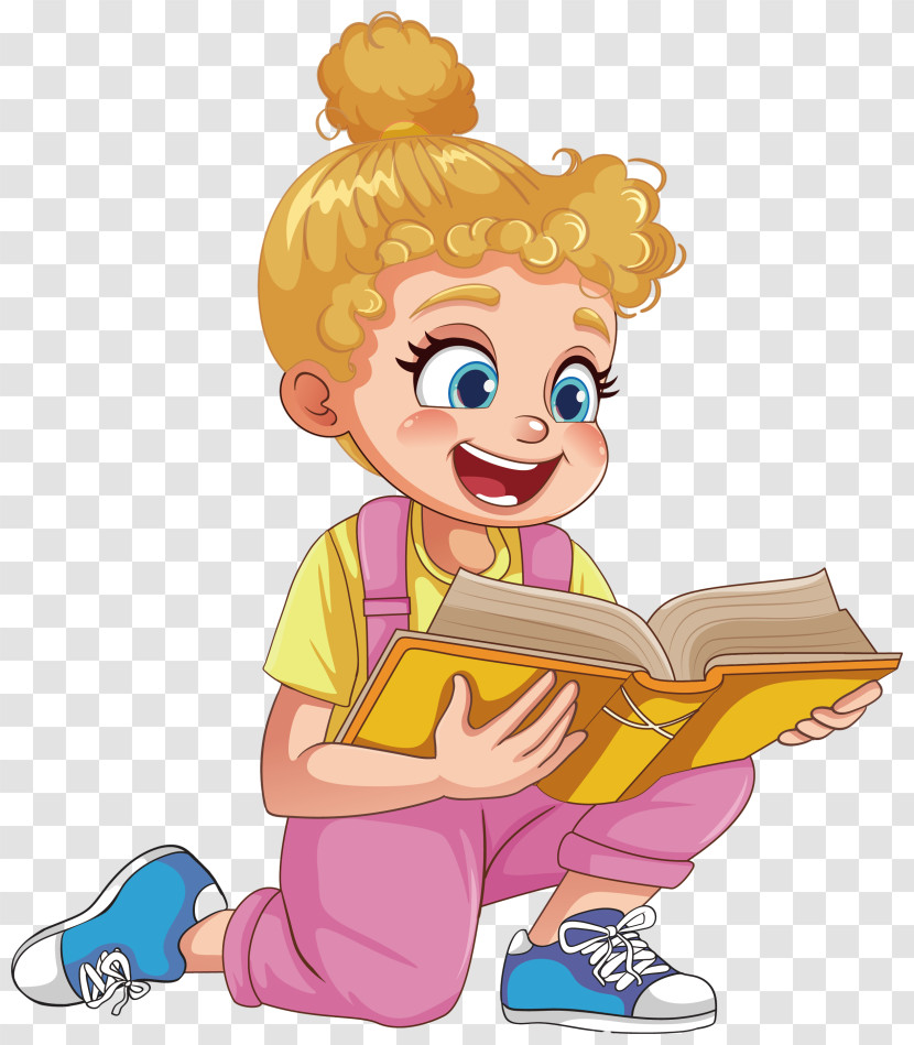 Young Girl - Happy Girl Reading A Book Transparent PNG