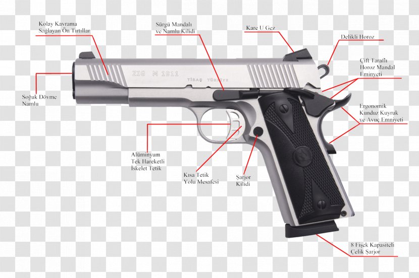 TİSAŞ M1911 Pistol Rex Zero 1 .45 ACP - Gun Accessory - Weapon Transparent PNG