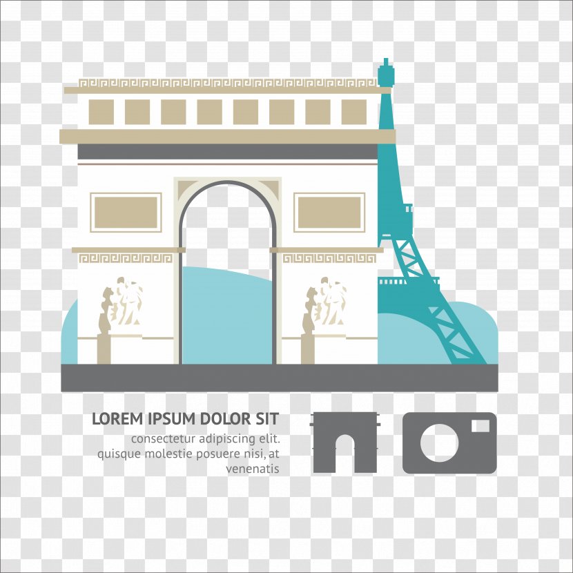 Arc De Triomphe Eiffel Tower Triumphal Arch - Text - Flat Switzerland Buildings Transparent PNG