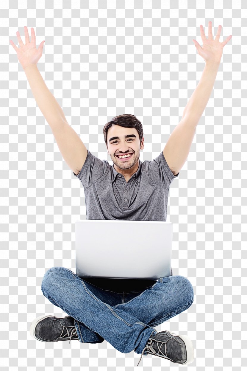 Sitting Facial Expression Arm Gesture Cheering - Stock Photography Finger Transparent PNG