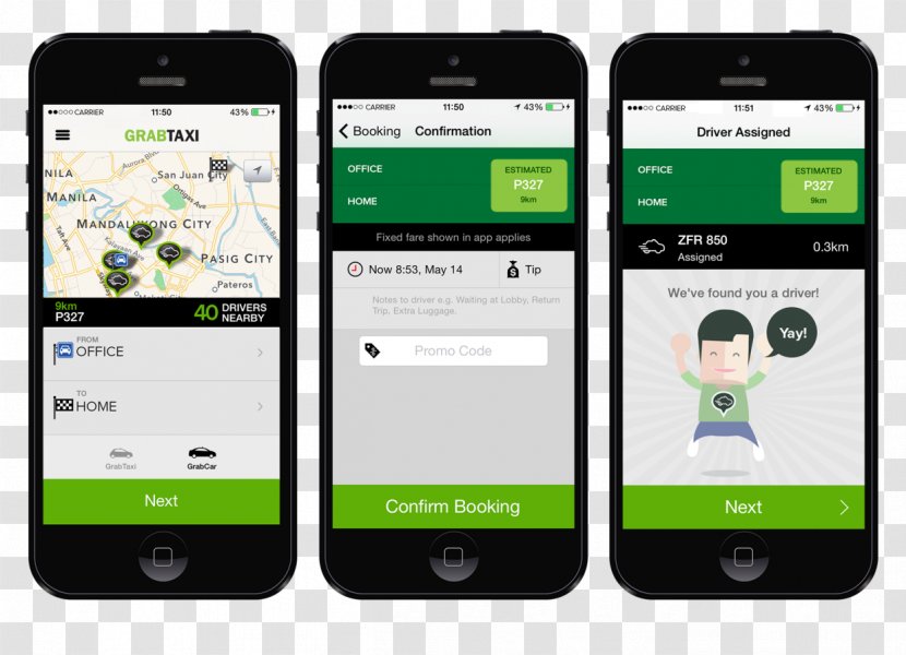 Grab Taxi E-hailing - Telephony Transparent PNG