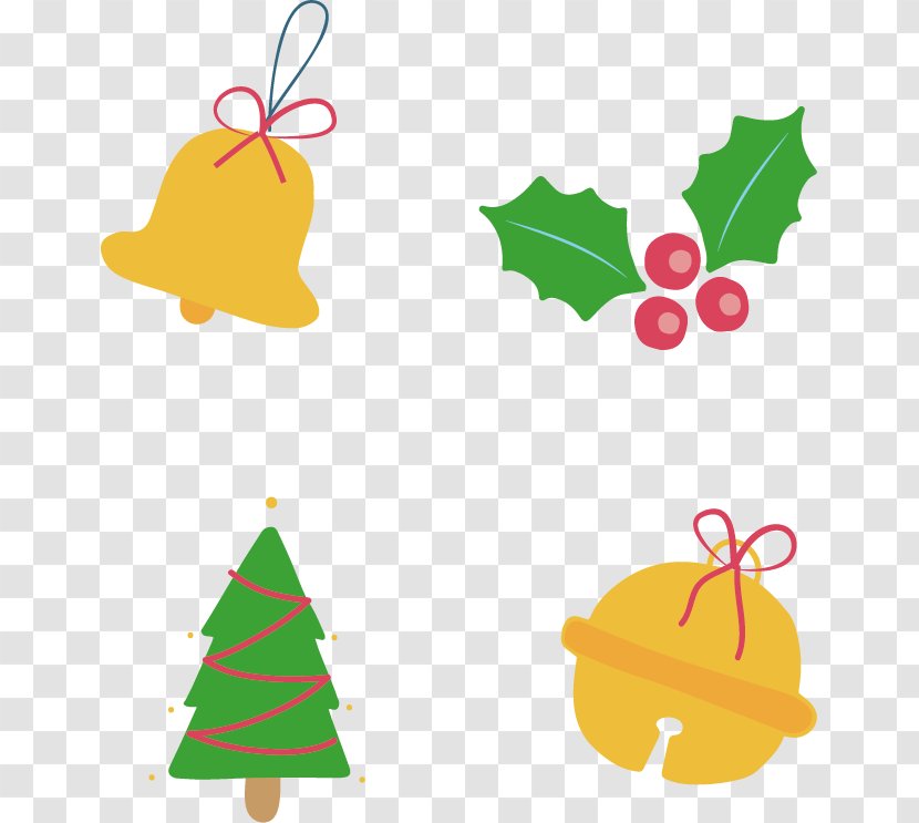 Christmas Tree Clip Art - Artwork - Four Yellow Bell Decoration Transparent PNG