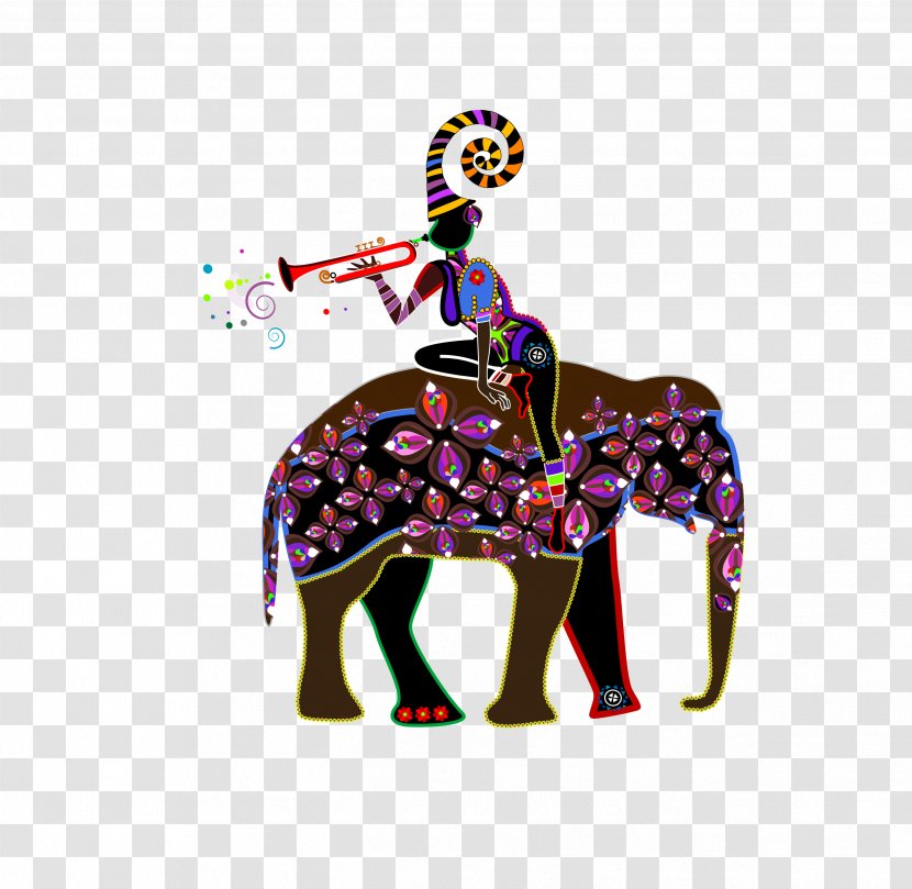 African Elephant Painting Transparent PNG
