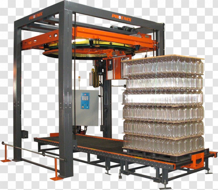 Stretch Wrap Pallet Production Line Machine Product Lining - Conveyor Belt - Orbital Overlap Transparent PNG