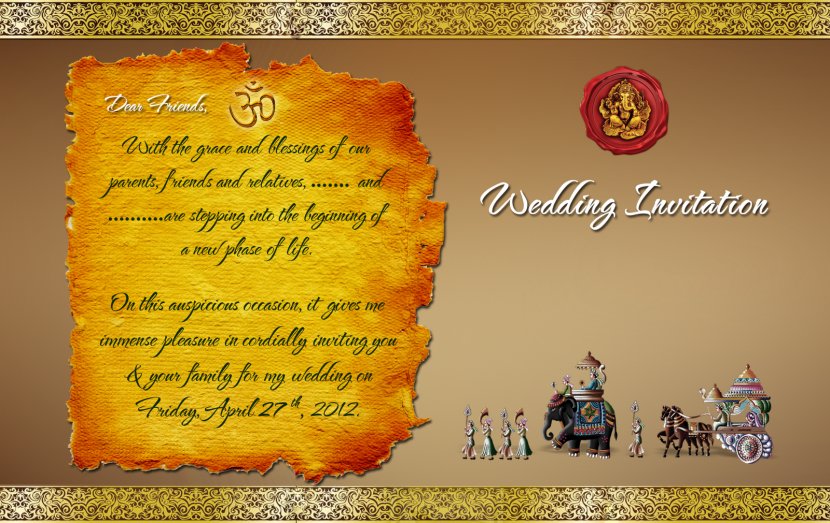 Wedding Invitation Hindu Template Hinduism Transparent PNG