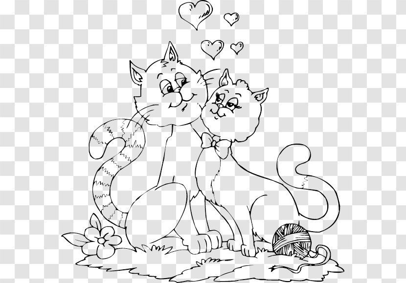 Cat Coloring Book Valentine's Day Kitten Colouring Pages - Cartoon Transparent PNG