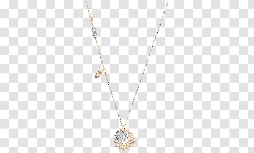Necklace Pendant Chain Body Piercing Jewellery - Swarovski Jewelry Women Gold Flower Transparent PNG