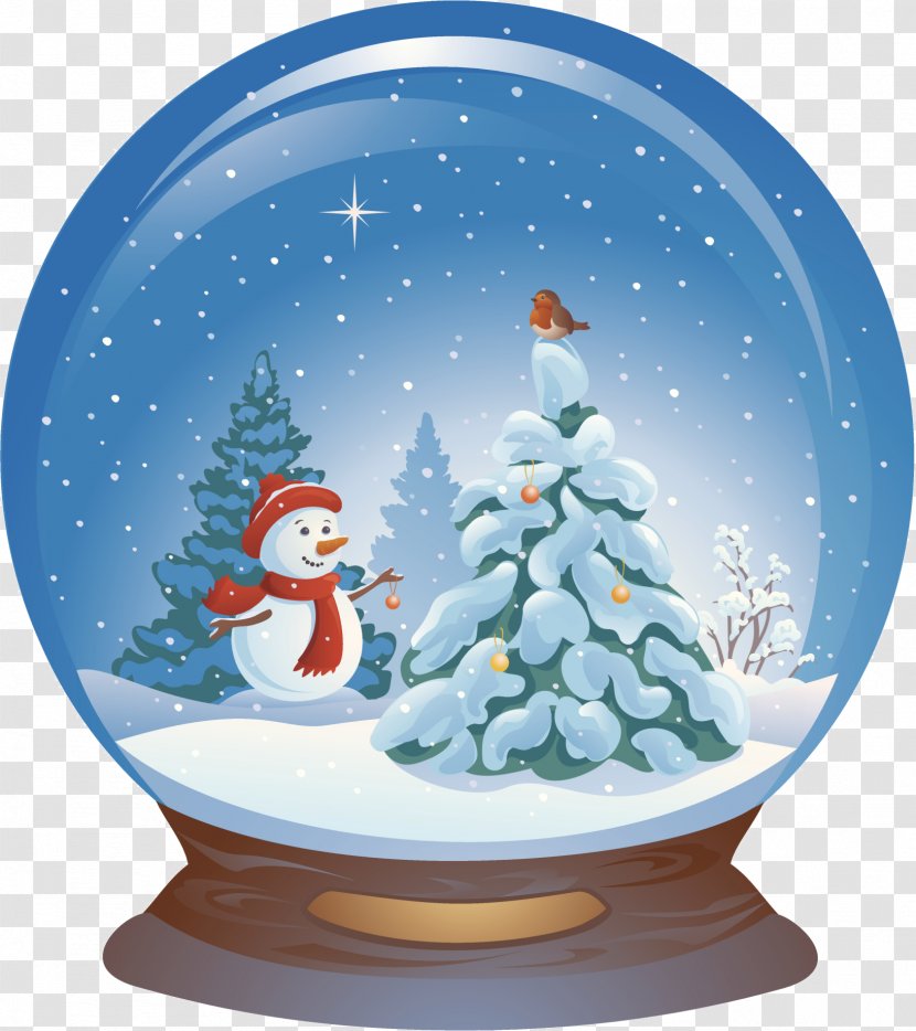 Santa Claus Christmas Snowman Illustration - Tree - Blue Crystal Ball Transparent PNG