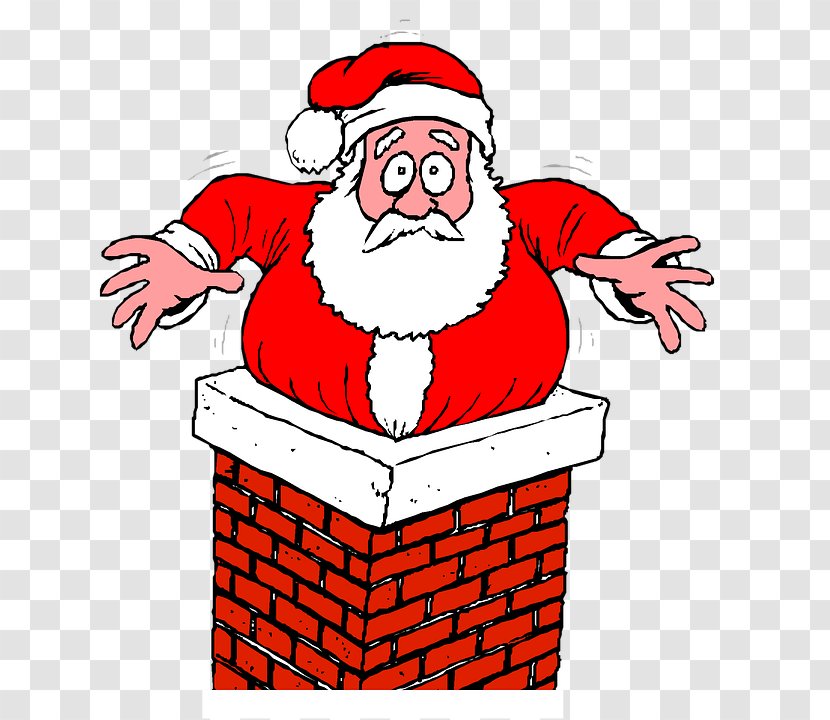 Santa Claus Chimney Going Down Fireplace Clip Art - Christmas Transparent PNG