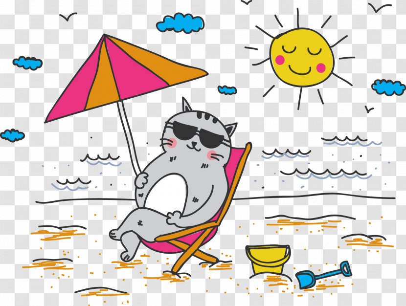 T-shirt Cat Illustration - Animal - Kitty Vacation Transparent PNG