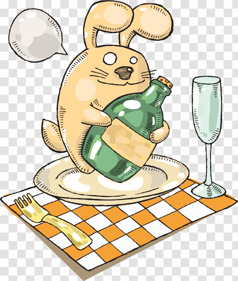 Wine Drawing - Rabbit - Cartoon Bartender Transparent PNG