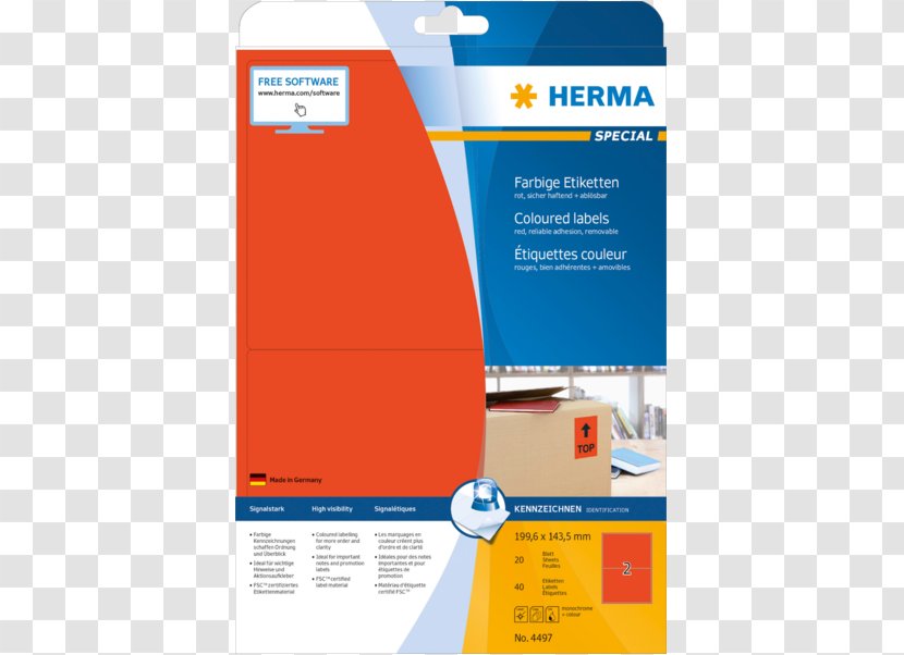 Standard Paper Size Label Sticker - Product Lining - Herma Transparent PNG