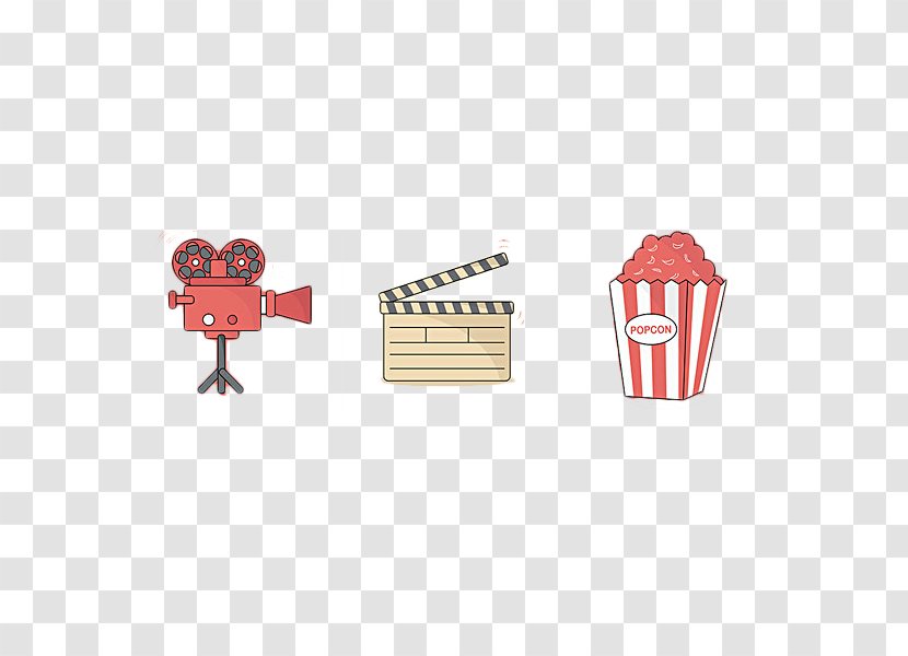 Popcorn Drawing Film - Hand - Drawn Camera, Airport Card, Transparent PNG