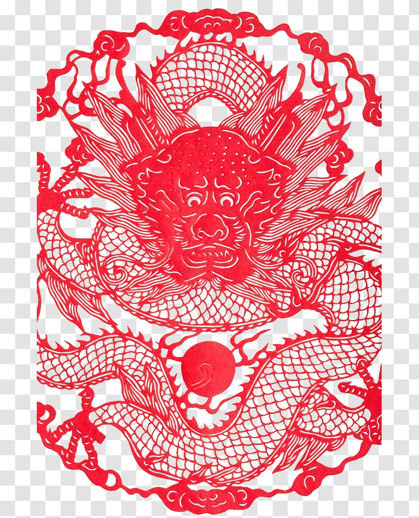 Papercutting Chinese Paper Cutting - Silhouette - Paper-cut Dragon Transparent PNG
