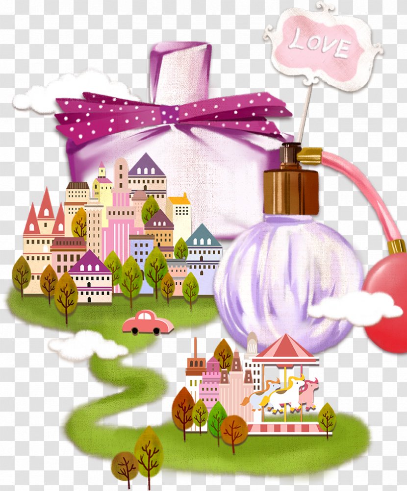 Cartoon Perfume Download Illustration - Motif - Perfumes And Town Transparent PNG