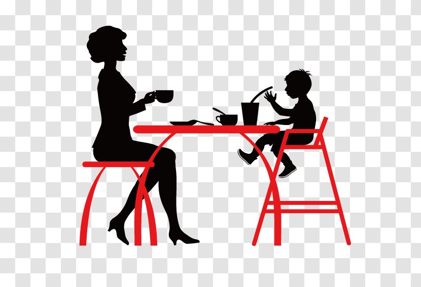 Coffee Cafe Restaurant Silhouette - Recreation - Mother And Children Eat Together Transparent PNG