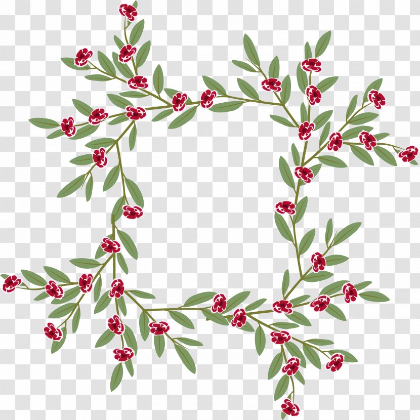 Holly Euclidean Vector - Floral Design - Red Border Of Little Wild Flowers Transparent PNG